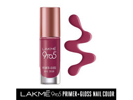 Lakme 9 to 5 Primer + Gloss Nail Colour, Berry Business, 6 ml